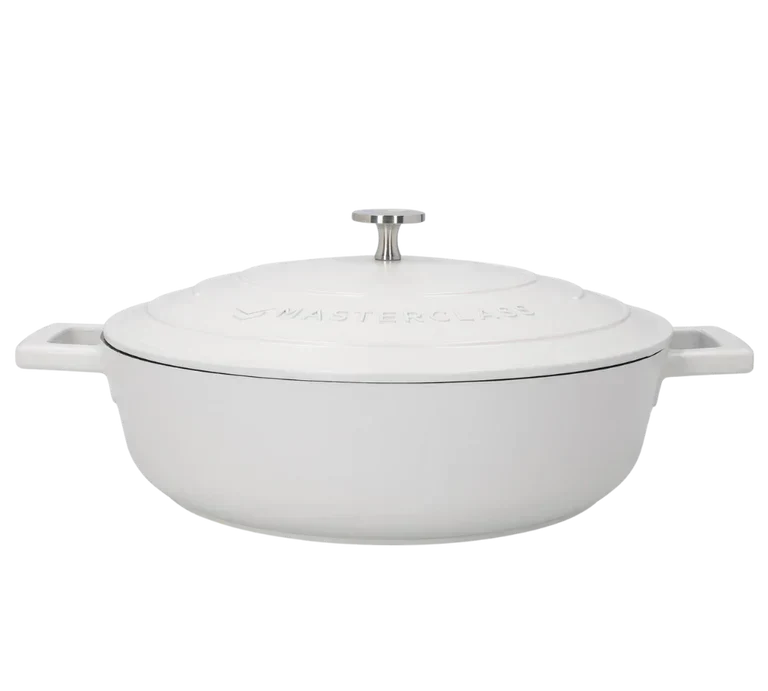 Støbt aluminiums sautergryde m/låg, creme - 4L