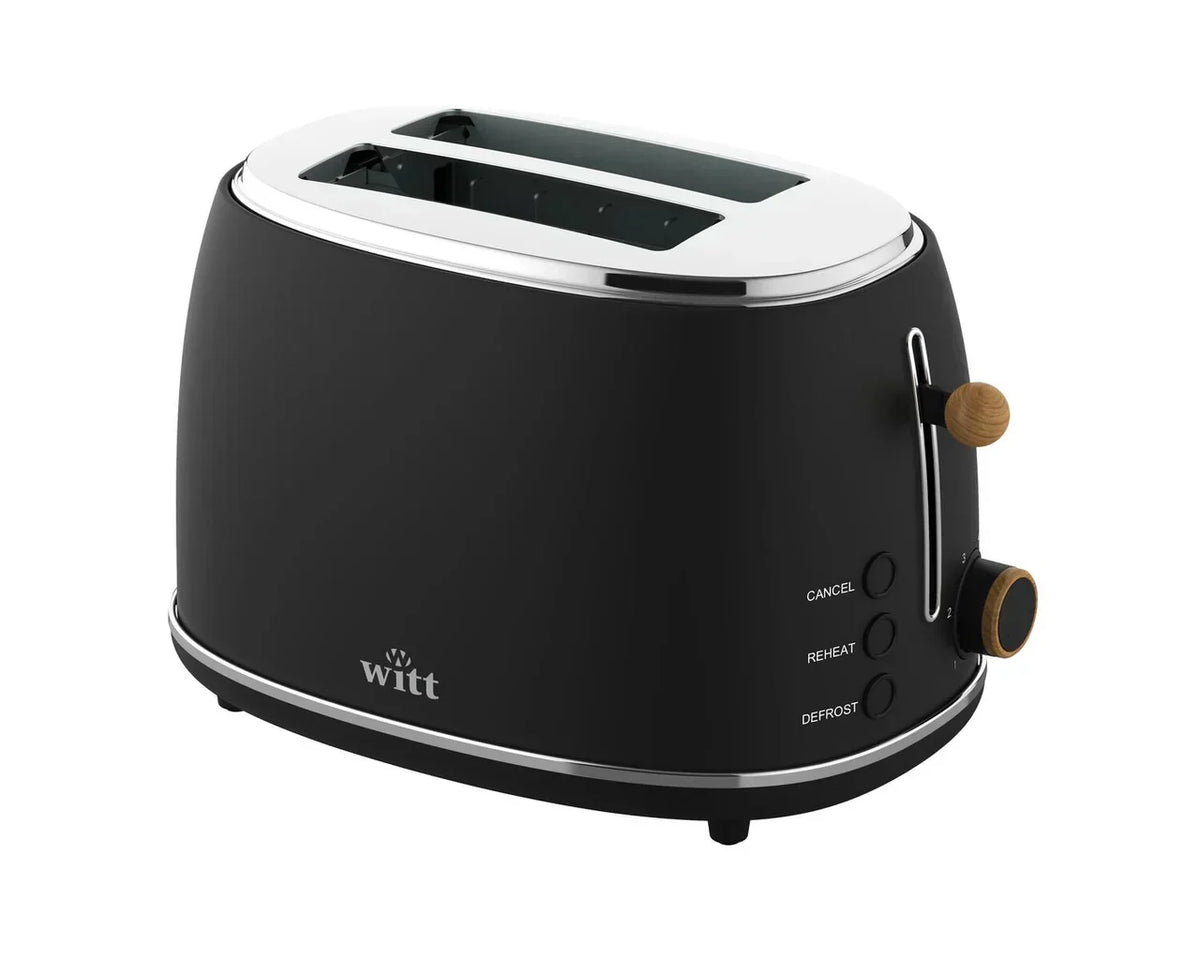 Premium 2-slice Wood brødrister - sort